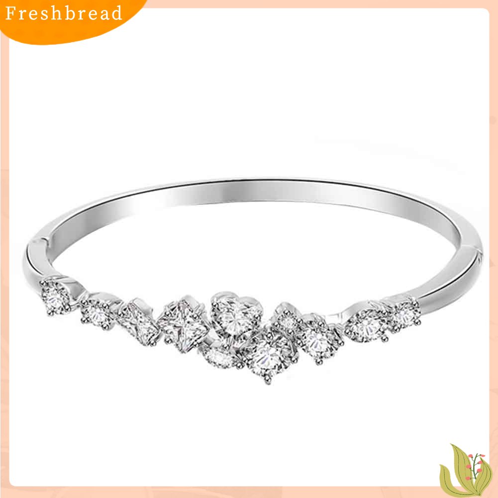 &lt; Freshbread &gt; Fashion Wanita Cubic Zirconia Hias Gelang Bangle Pesta Pernikahan Perhiasan Hadiah