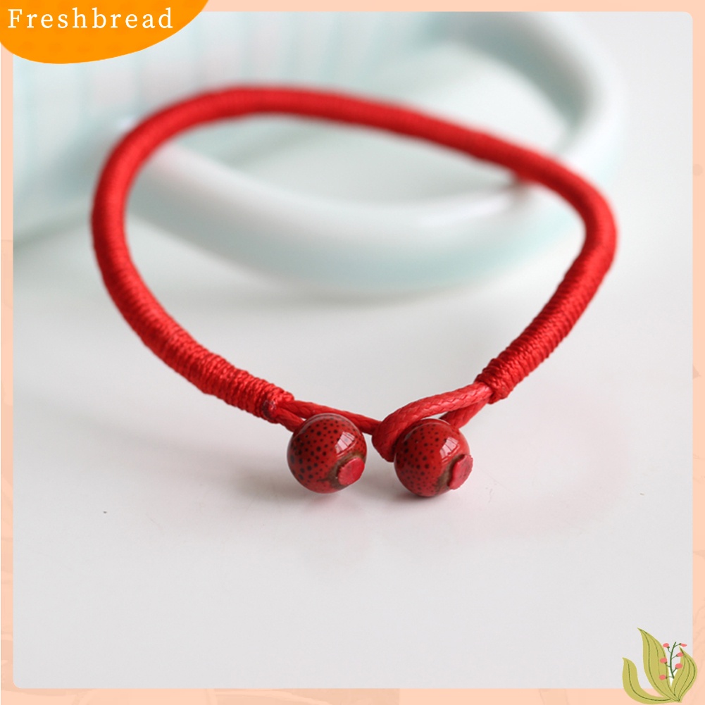 &lt; Freshbread &gt; Unisex Manik-Manik Keramik Pesona Dikepang Tali Beruntung Gelang Bangle Perhiasan Hadiah