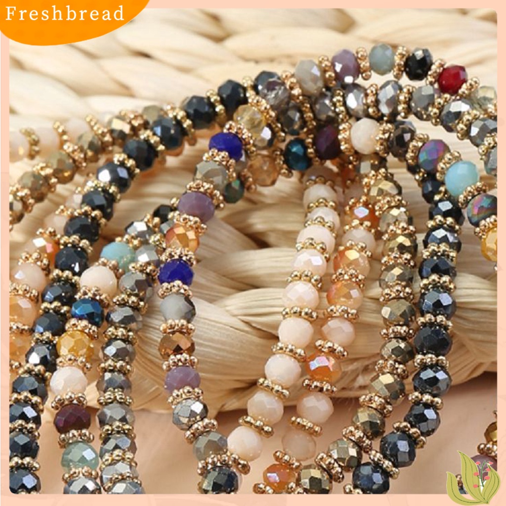 &lt; Freshbread &gt; 7Pcs Wanita Gelang Multilayer Faux Glaze Perhiasan Tali Elastis Manik-Manik Gelang Untuk Pesta Pernikahan Perjamuan