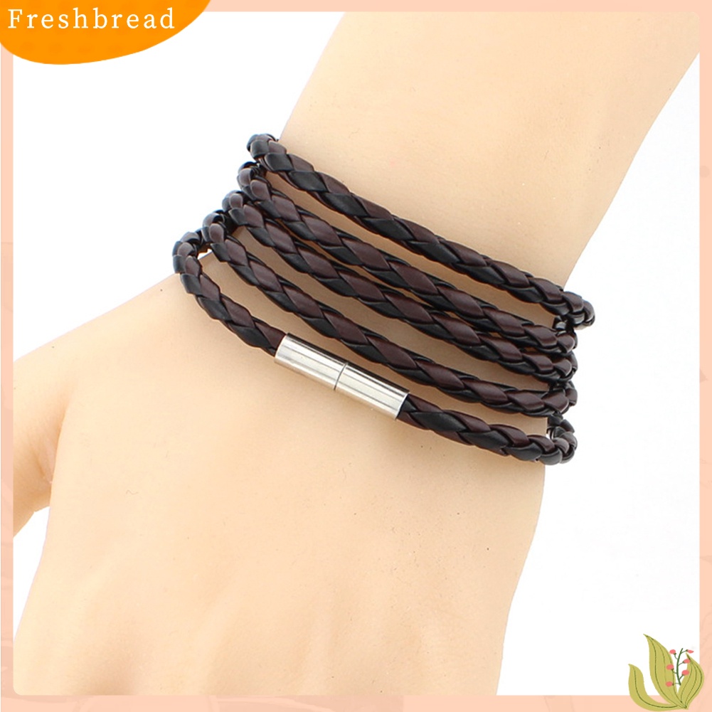 &lt; Freshbread &gt; Fashion Unisex Dikepang Tali Kulit ic Gesper Gelang Gelang Perhiasan