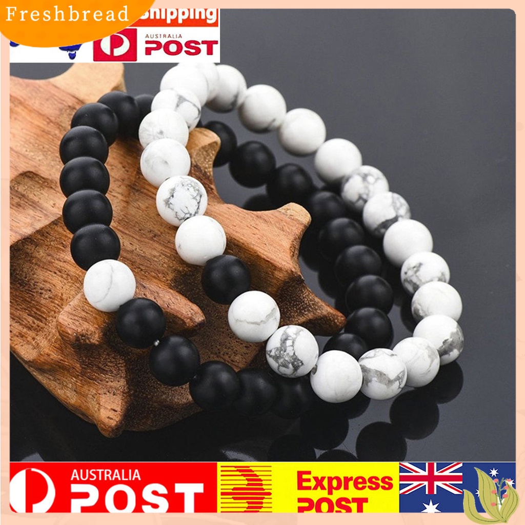 &lt; Freshbread &gt; 2Pcs Gelang Fashion Unisex 8mm Jarak Jauh Selamanya Gelang Hadiah Untuk Pasangan