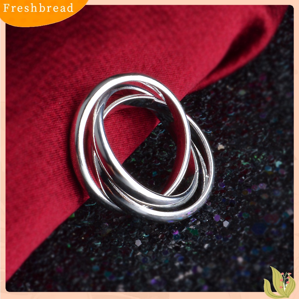 &lt; Freshbread &gt; Wanita Kreatif Halus 3circles Cross Finger Cincin Hadiah Perhiasan Pesta Pernikahan