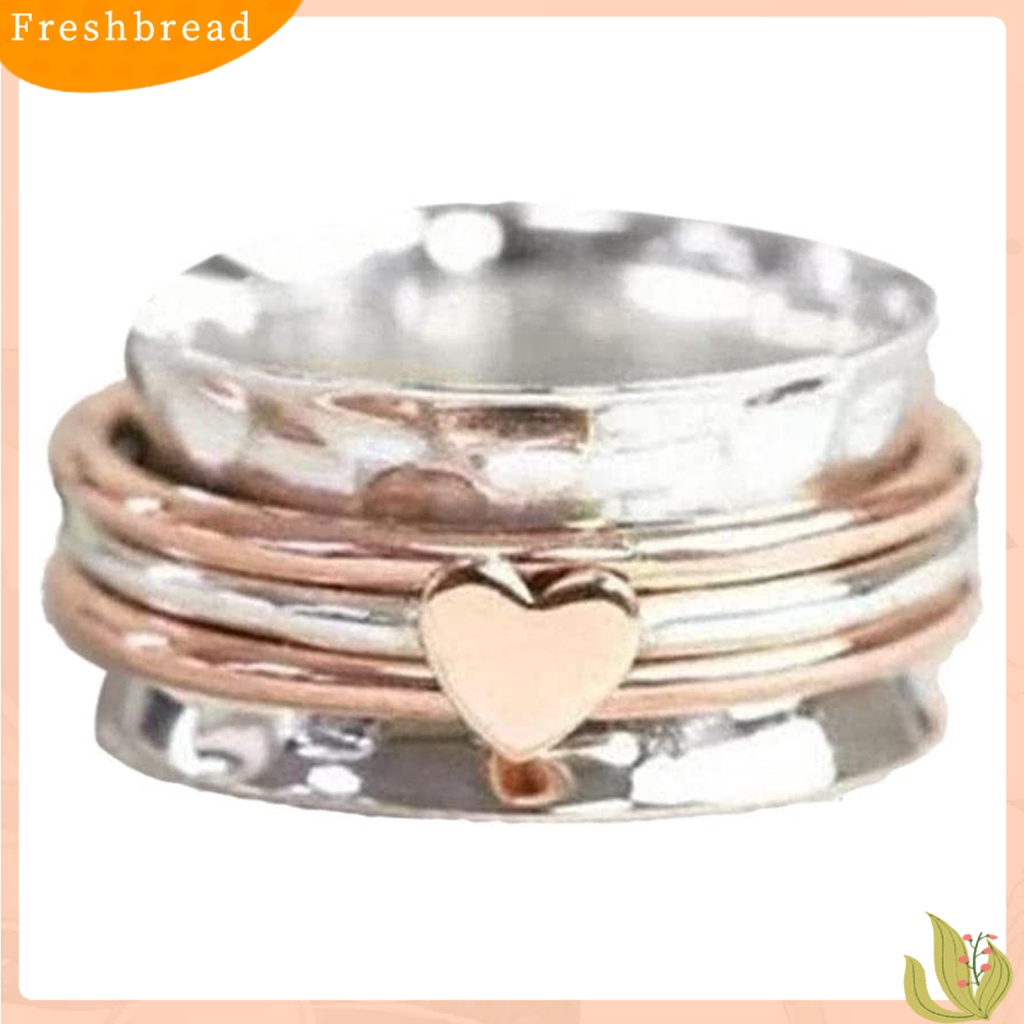 &lt; Freshbread &gt; Wanita Cincin Berputar Hias Kilau Cerah Geometris Bohemian Hadiah Pereda Kecemasan Wanita Cinta Hati Jari Cincin Perhiasan Fashion Untuk Hari Kasih Sayang