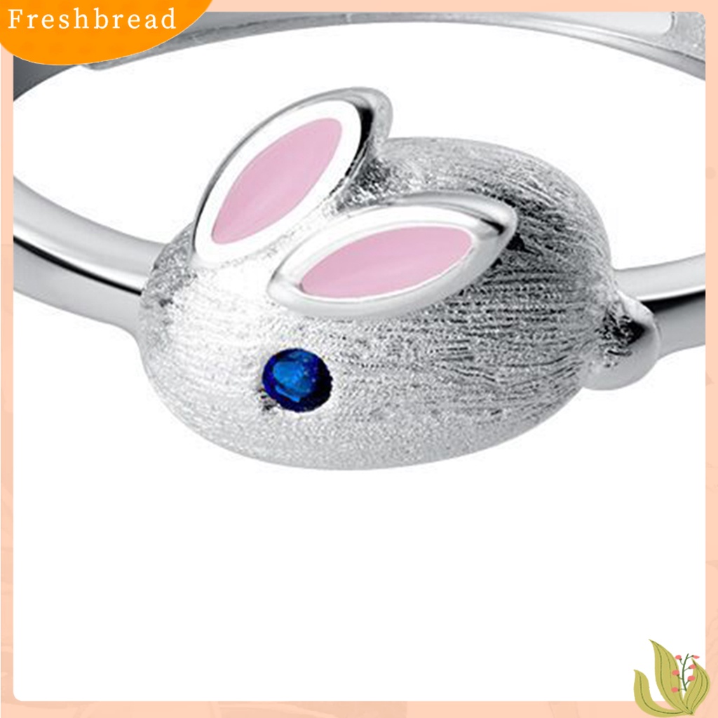 &lt; Freshbread &gt; Wanita Cincin Pembukaan Adjustable Warna Perak Dipoles Kelinci Lucu Bunny Hewan Wanita Jari Cincin Fashion Perhiasan