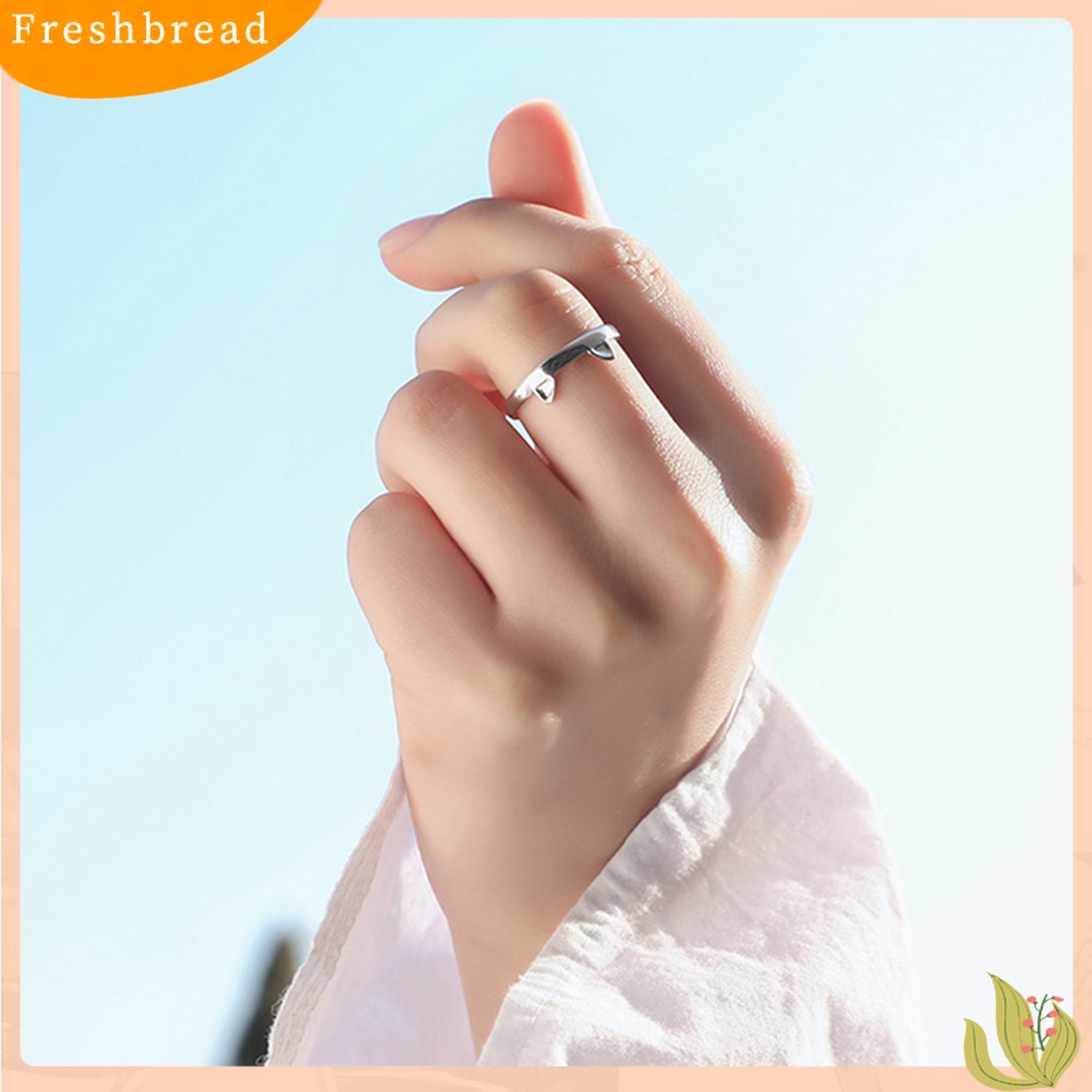 &lt; Freshbread &gt; Cincin Couple Telinga Kucing Plating Dekorasi Perhiasan Pembukaan Adjustable Finger Ring Untuk Pakaian Sehari-Hari