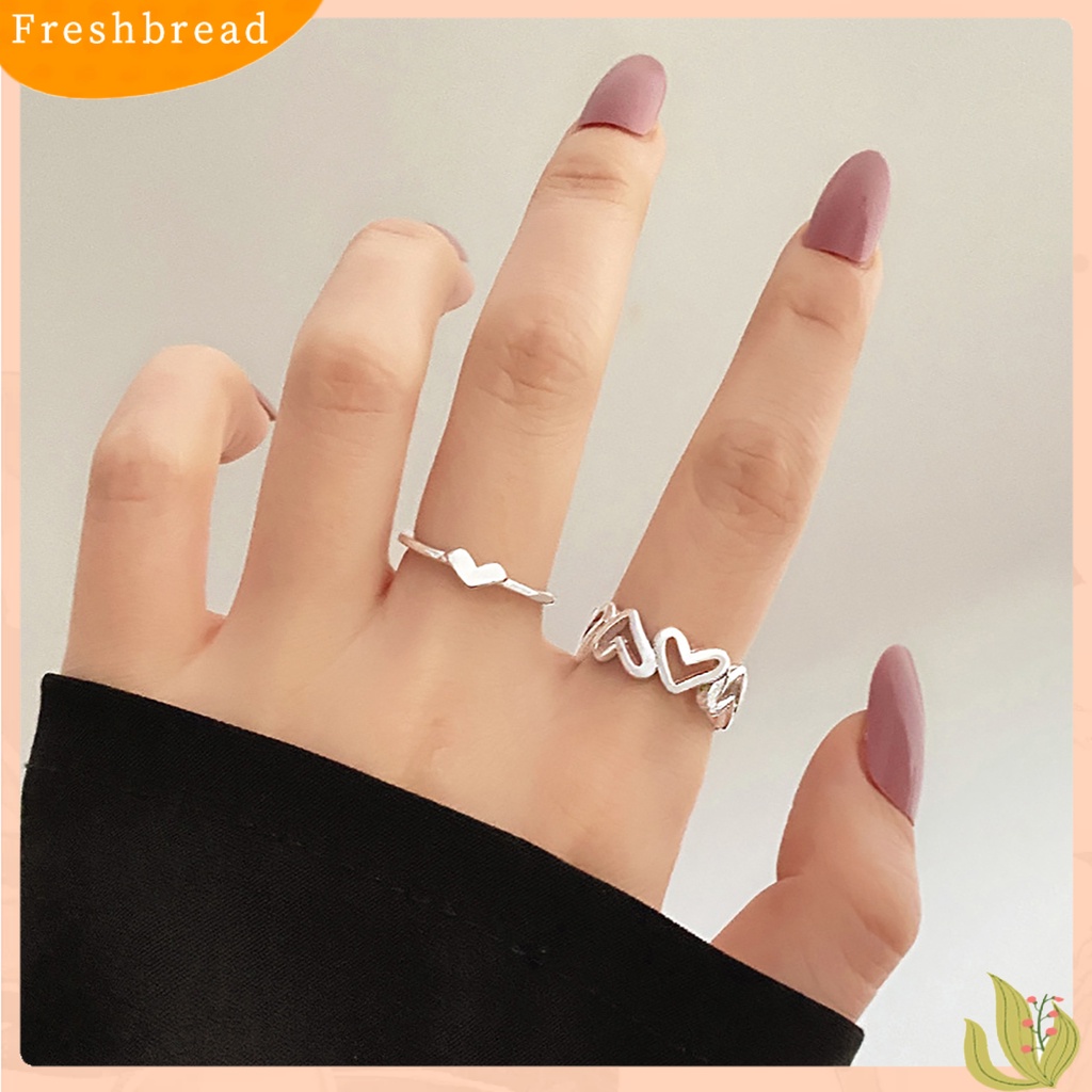 &lt; Freshbread &gt; 1pasang Finger Circlet Warna Solid Romantis Good-looking Matching Women Circlet Set Untuk Hadiah