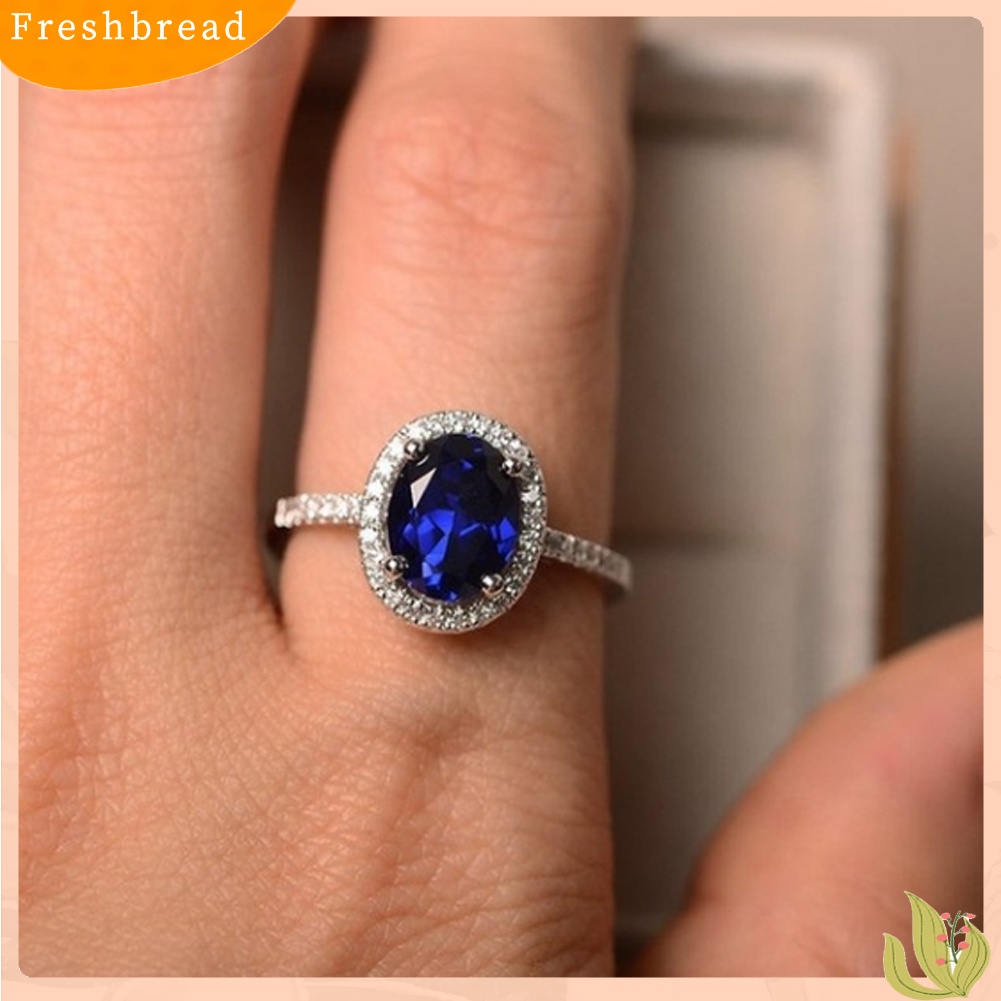 &lt; Freshbread &gt; Fashion Lady Oval Cubic Zirconia CZ Jari Cincin Pengantin Pernikahan Pertunangan Perhiasan