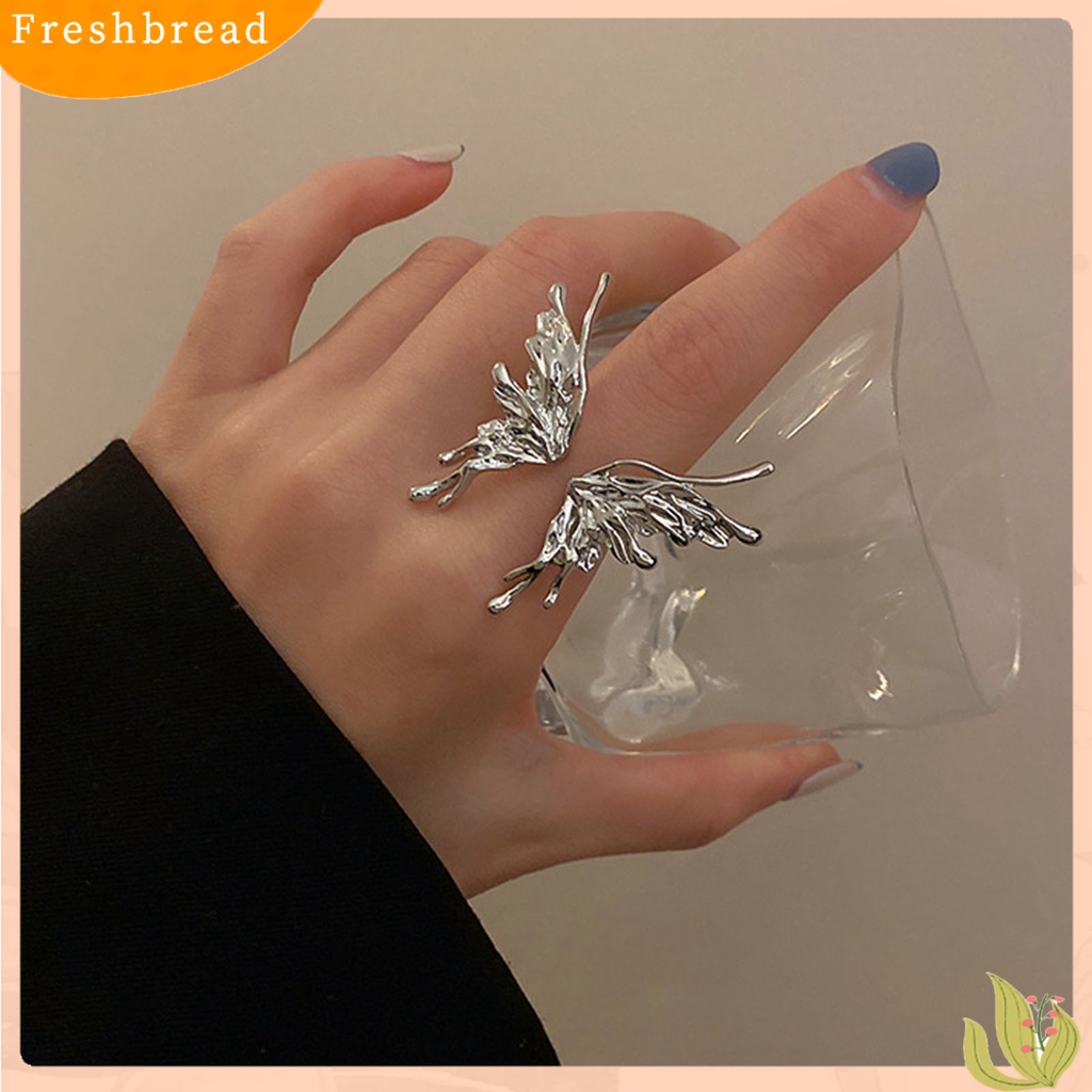 &lt; Freshbread &gt; Wanita Cincin Butterfly Pembukaan Berlebihan Adjustable Cincin Jari Berbentuk Tetesan Air Untuk Pacaran