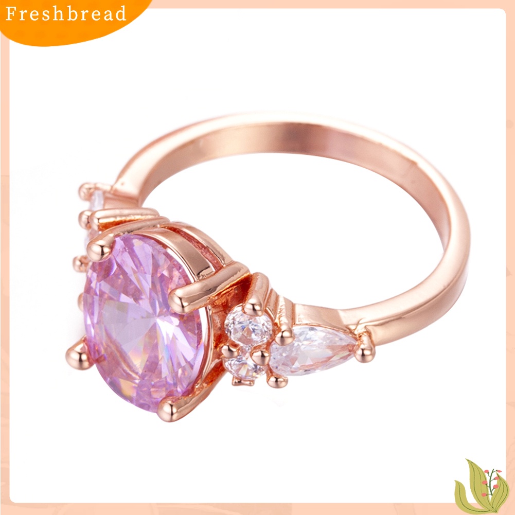&lt; Freshbread &gt; Fashion Wanita Bulat Berlian Imitasi Jari Cincin Perhiasan Pernikahan Hadiah Hari Valentine