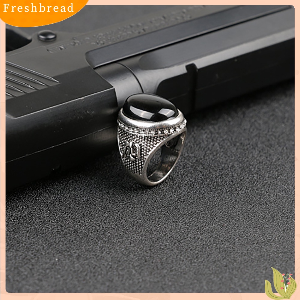 &lt; Freshbread &gt; Man Vintage Keren Besar Hitam Berlian Imitasi Bertatahkan Jari Cincin Perhiasan Hadiah Pesta