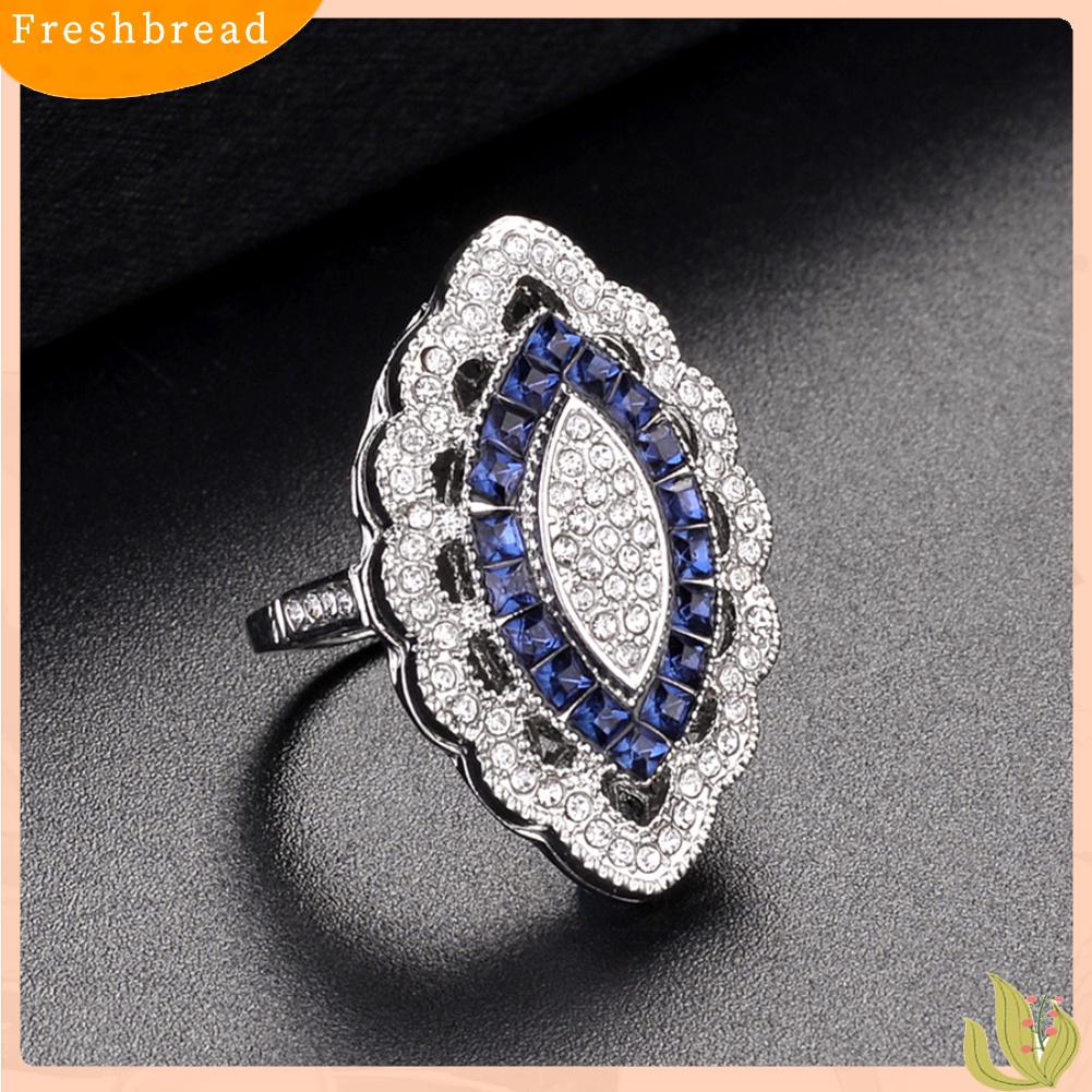 &lt; Freshbread &gt; Elegan Marquise Bentuk Berlian Imitasi Bertatahkan Pesta Pernikahan Wanita Pesona Perhiasan Cincin