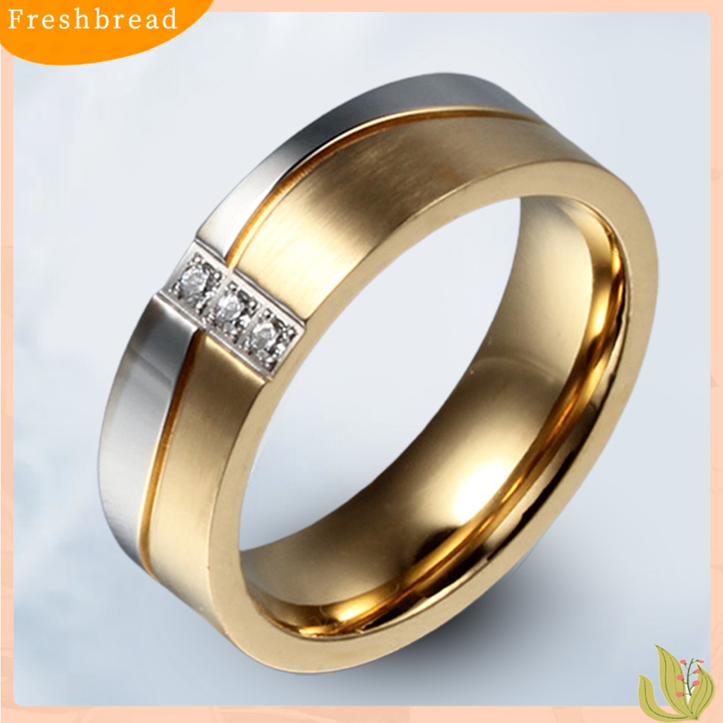 &lt; Freshbread &gt; Wanita Cincin Bulat Shiny Cubic Zirconia Warna Kontras Dipoles Pasangan Jari Cincin Bridal Ring