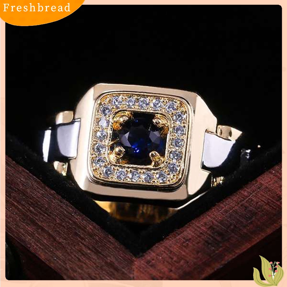 &lt; Freshbread &gt; Mewah Pria Faux Safir Bertatahkan Jari Cincin Perhiasan Pernikahan Hadiah Hari Kasih Sayang