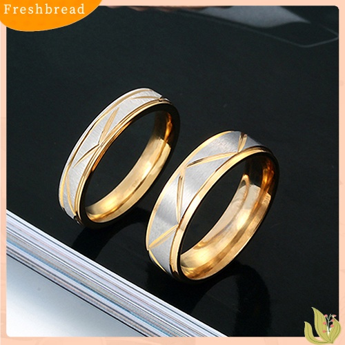 &lt; Freshbread &gt; Wanita Pria Cincin Pasangan Stainless Steel Pernikahan Band Janji Pertunangan Perhiasan