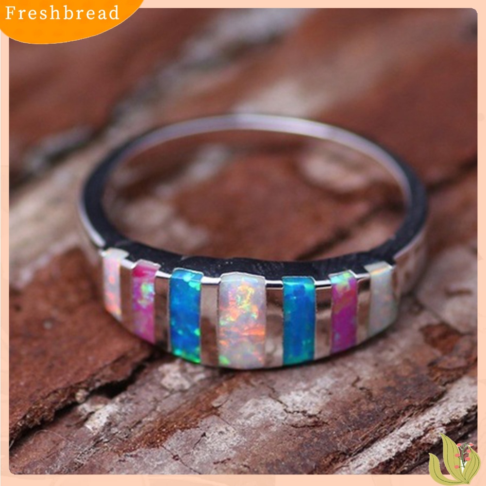 &lt; Freshbread &gt; Wanita Fashion Multicolor Faux Opal Bertatahkan Jari Cincin Hadiah Perhiasan Pesta Pernikahan