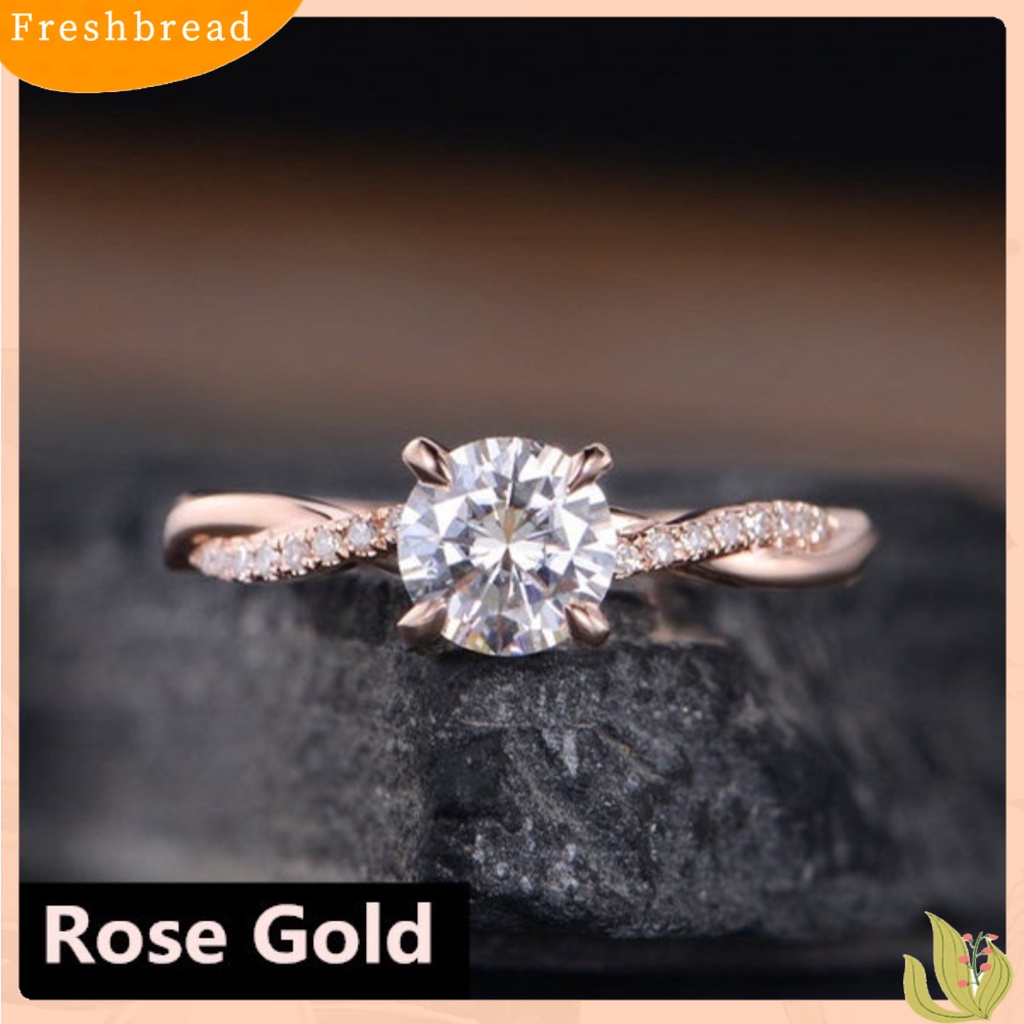 &lt; Freshbread &gt; Wanita Elegan Penuh Berlian Imitasi Bertatahkan Cubic Zirconia Jari Cincin Perhiasan Pernikahan