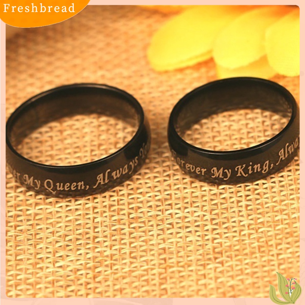 &lt; Freshbread &gt; Cincin Couple Desain Huruf Perhiasan Hadiah Titanium Steel Always Your Queen Promise Rings Untuk Pesta