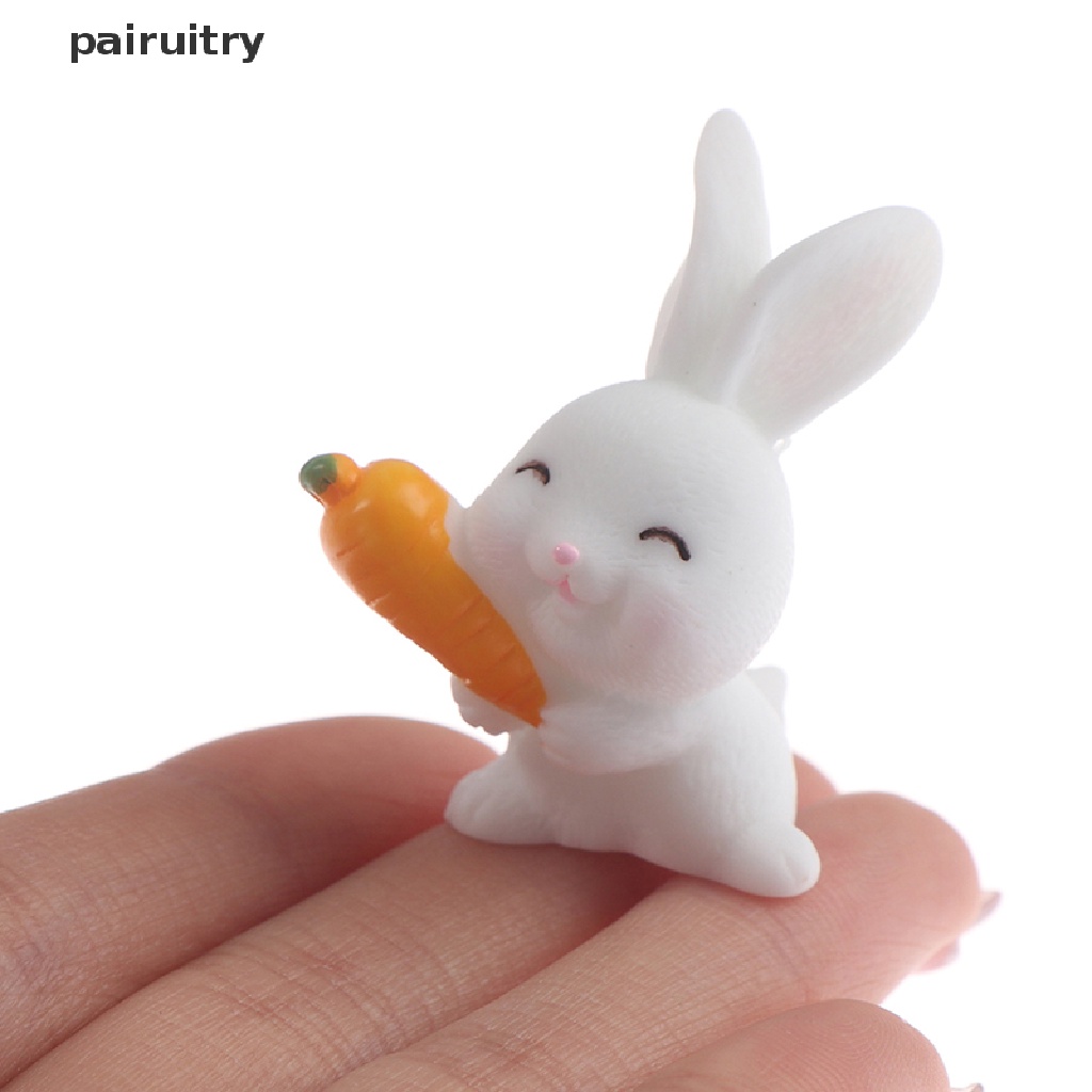 Prt 4Pcs Easter Rabbit Carrot Miniatur Dekorasi Taman Mini Bunny Paskah Cupcake Decor PRT