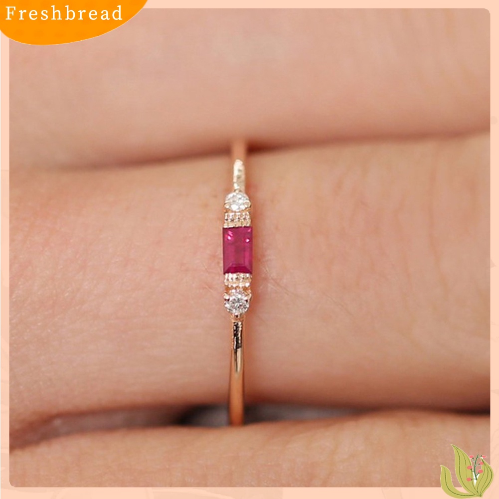 &lt; Freshbread &gt; Wanita Cubic Zirconia Tergabung Band Finger Cincin Pernikahan Pertunangan Perhiasan Hadiah