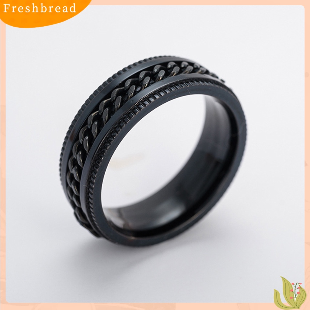 &lt; Freshbread &gt; Pria Cincin Sederhana Tinggi Dipoles Perhiasan Fashion Rantai Berputar Hias Jari Cincin Untuk Pesta