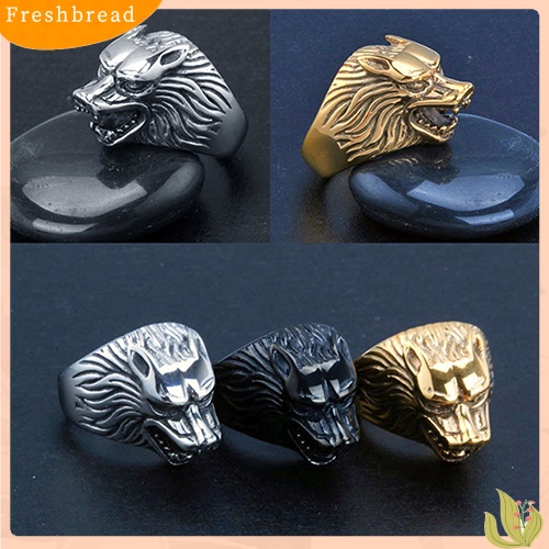 &lt; Freshbread &gt; 1Pc Man Vintage Serigala Kepala Gigi Bentuk Punk Jari Buku Jari Keren Cincin Perhiasan