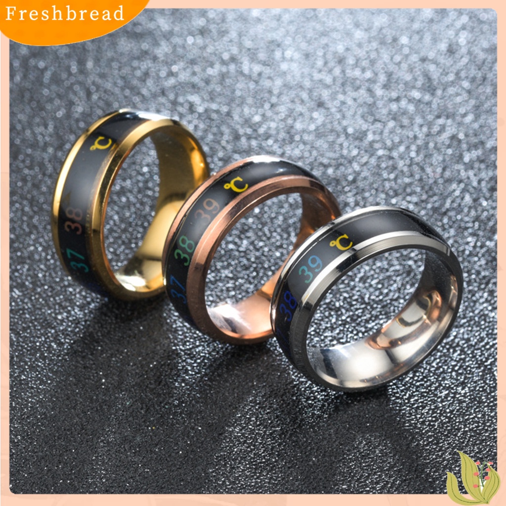 &lt; Freshbread &gt; Fashion Stainless Steel Suhu Cerdas Suasana Hati Emosi Perasaan Cincin Pasangan