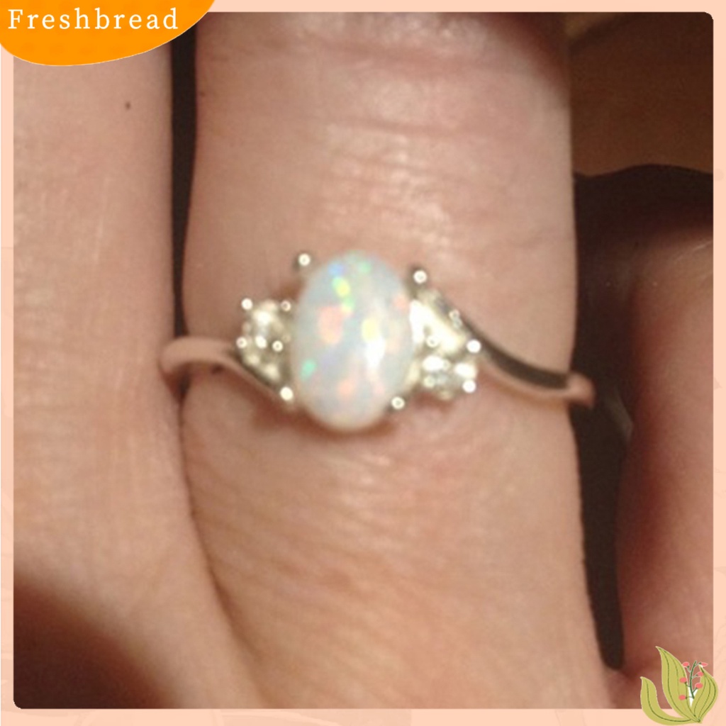 &lt; Freshbread &gt; Cincin Kilau Imitasi Opal Berlian Imitasi Hias Tembaga Gaya Wanita Ring Untuk Pernikahan