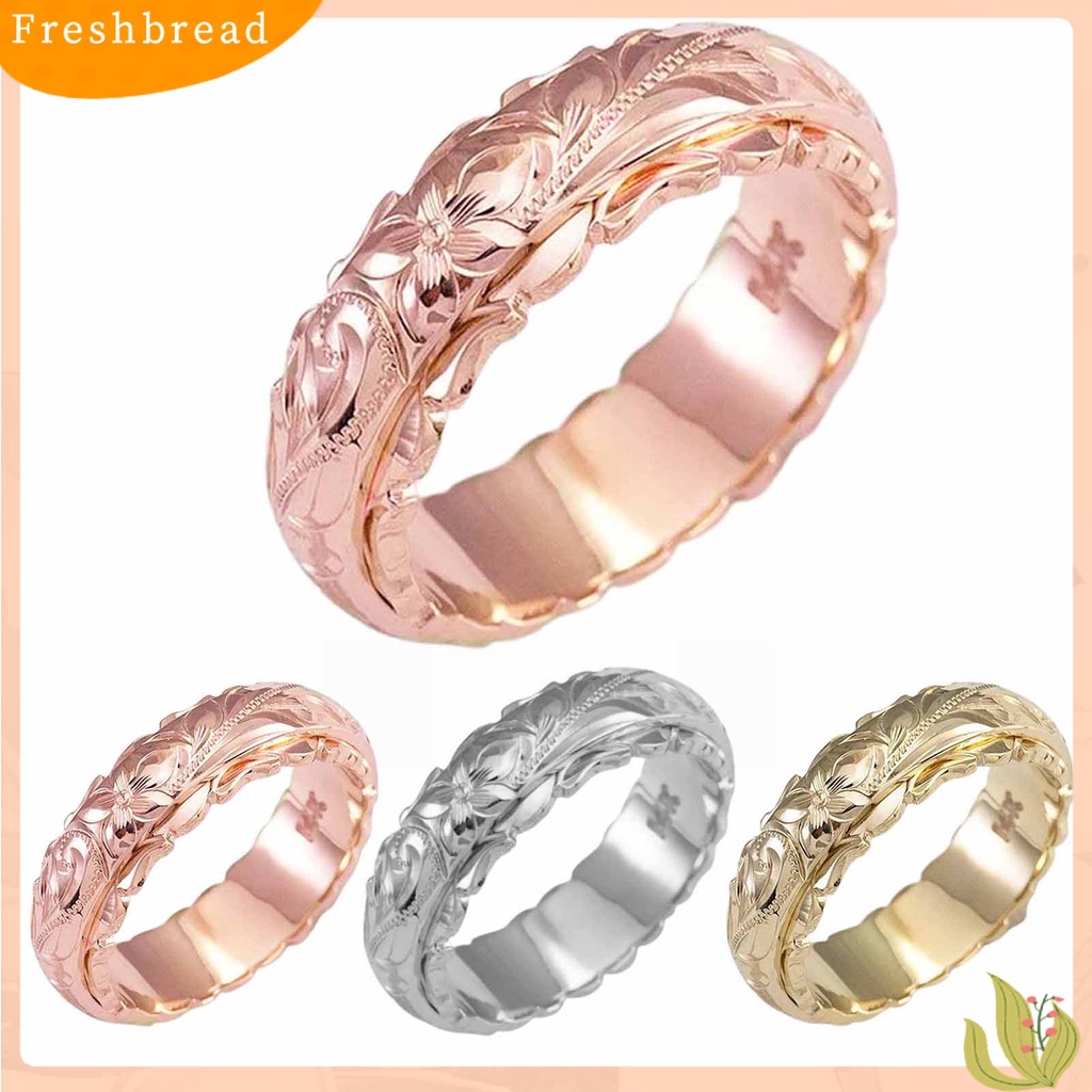 &lt; Freshbread &gt; Wedding Band Tangan Ukir Vintage Alloy Wanita Bunga Mawar Cincin Pertunangan