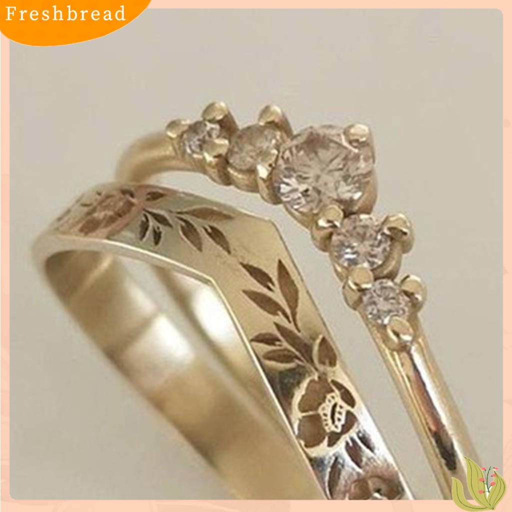 &lt; Freshbread &gt; 1pasang Finger Circlet Warna Solid Romantis V Shape Garland Shape Matching Women Circlet Set Hadiah Pernikahan