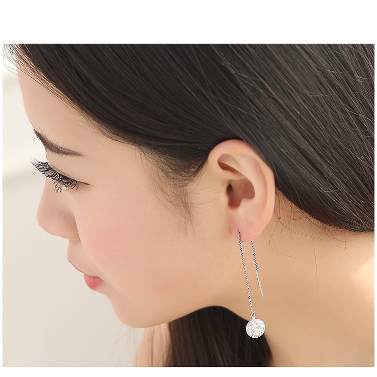 Goldkingdom Aksesoris Perhiasan Fashion Ready Stock Longgar Berlian Kawat Telinga Perhiasan Korea Premium Berlapis Perak Anting Kristal Berlian Wanita