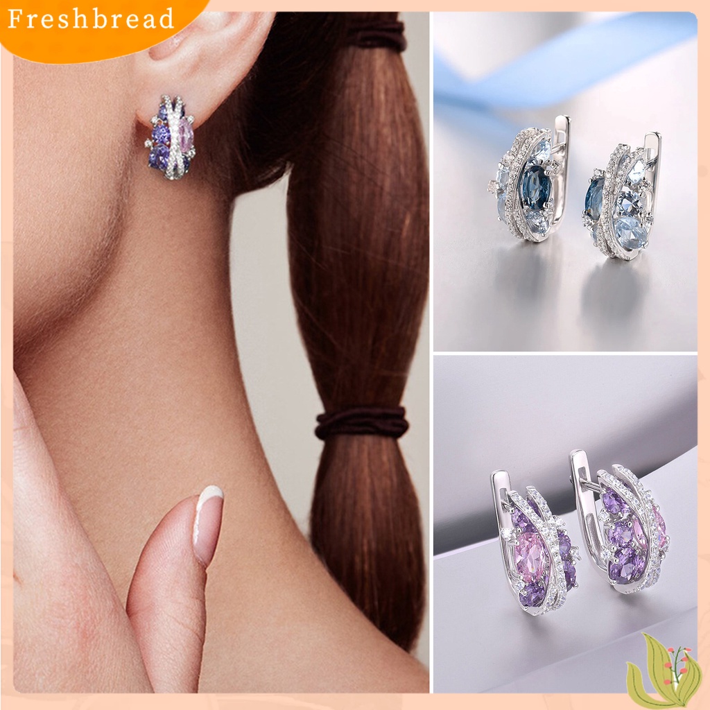 < Freshbread > 1pasang Anting Pejantan Double-Layer Berbentuk X Berongga Berkilau Temperamen Berlian Imitasi Dekorasi Tahan Luntur Retro Kreatif Cubic Zirconia Earrings Perhiasan Aksesori