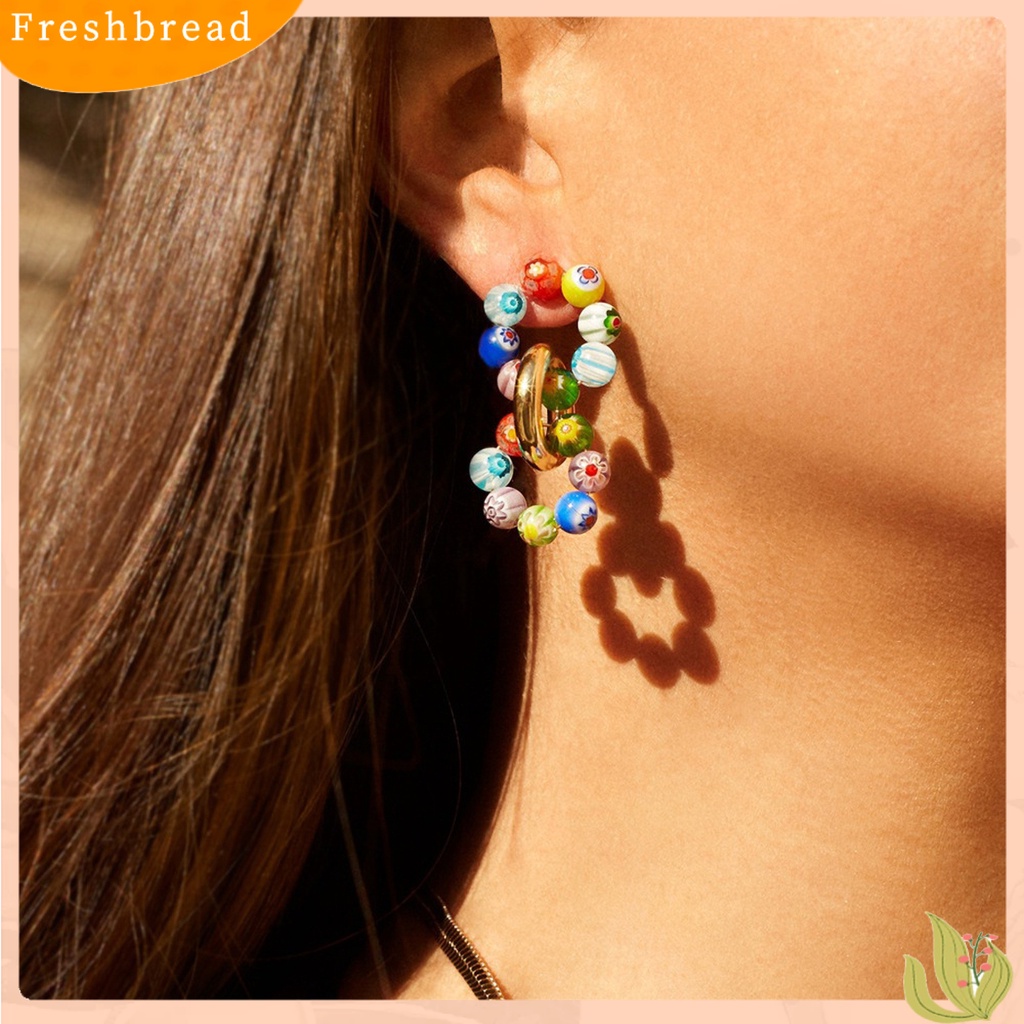 &lt; Freshbread &gt; Bohemian Bulat Mutiara Imitasi Anting Pejantan Telinga Besar Aksesori Perhiasan Fashion