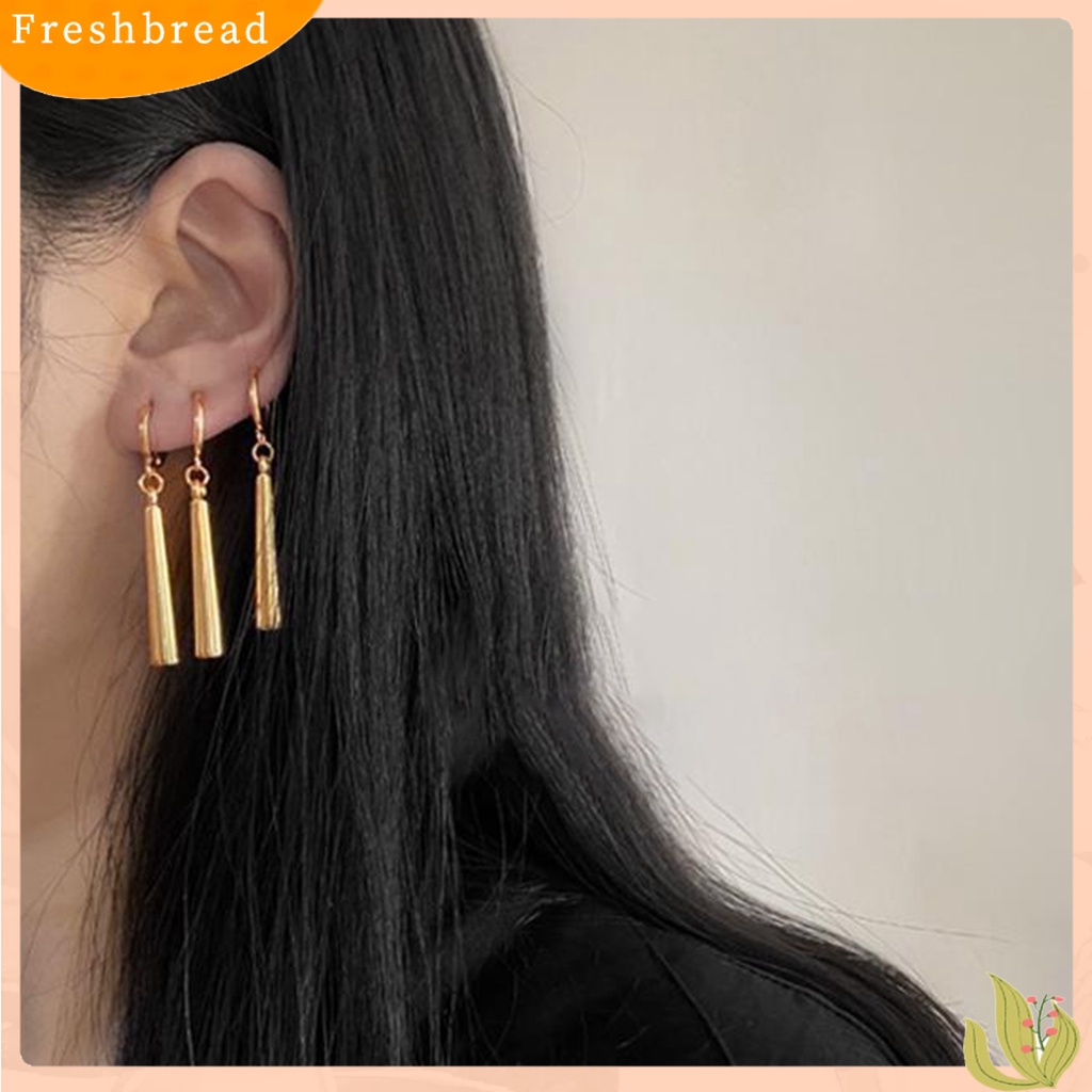 &lt; Freshbread &gt; 1set Wanita Anting Gantung Warna Solid Paduan Sederhana Tahan Lama Lady Hook Earrings Perhiasan Wanita