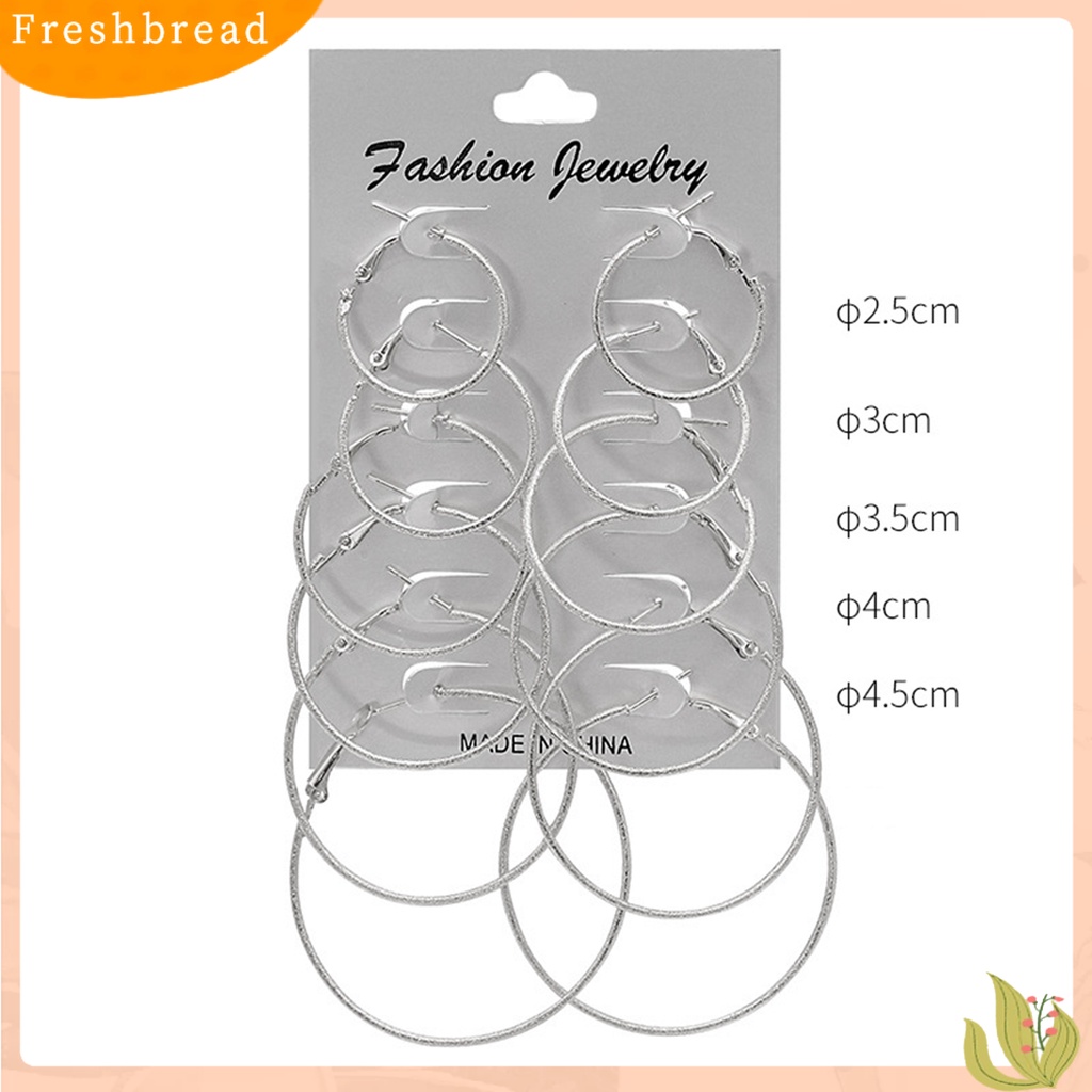 &lt; Freshbread &gt; 6pasang Anting Lingkaran Anting Tusuk Simple Punk Metal Bulat Halus Untuk Wanita