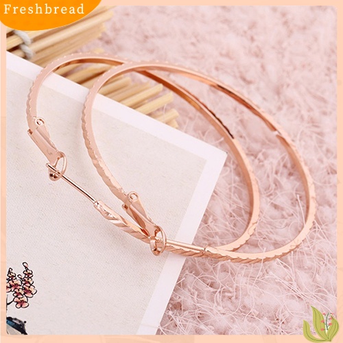 &lt; Freshbread &gt; Wanita Fashion Bulat Lingkaran Besar Hoop Besar Huggie Loop Earrings Perhiasan