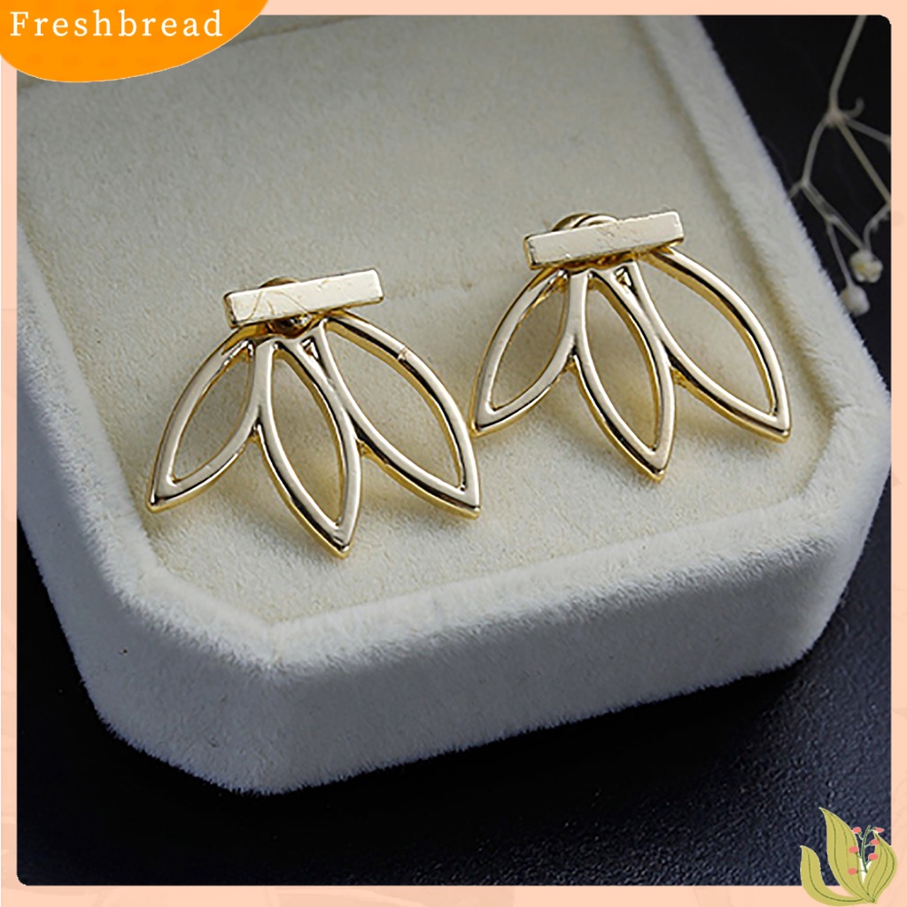 &lt; Freshbread &gt; 1pasang Fashion Wanita Berongga Bentuk Lotus Anting Stud Telinga Dua Sisi Untuk Pesta Pernikahan Club