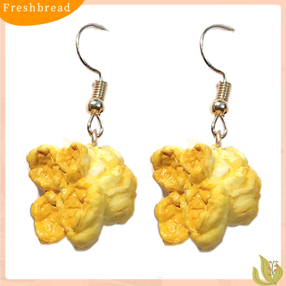 &lt; Freshbread &gt; Lucu Wanita Popcorn Makanan Menjuntai Telinga Klip Kait Anting Pesta Club Perhiasan Hadiah