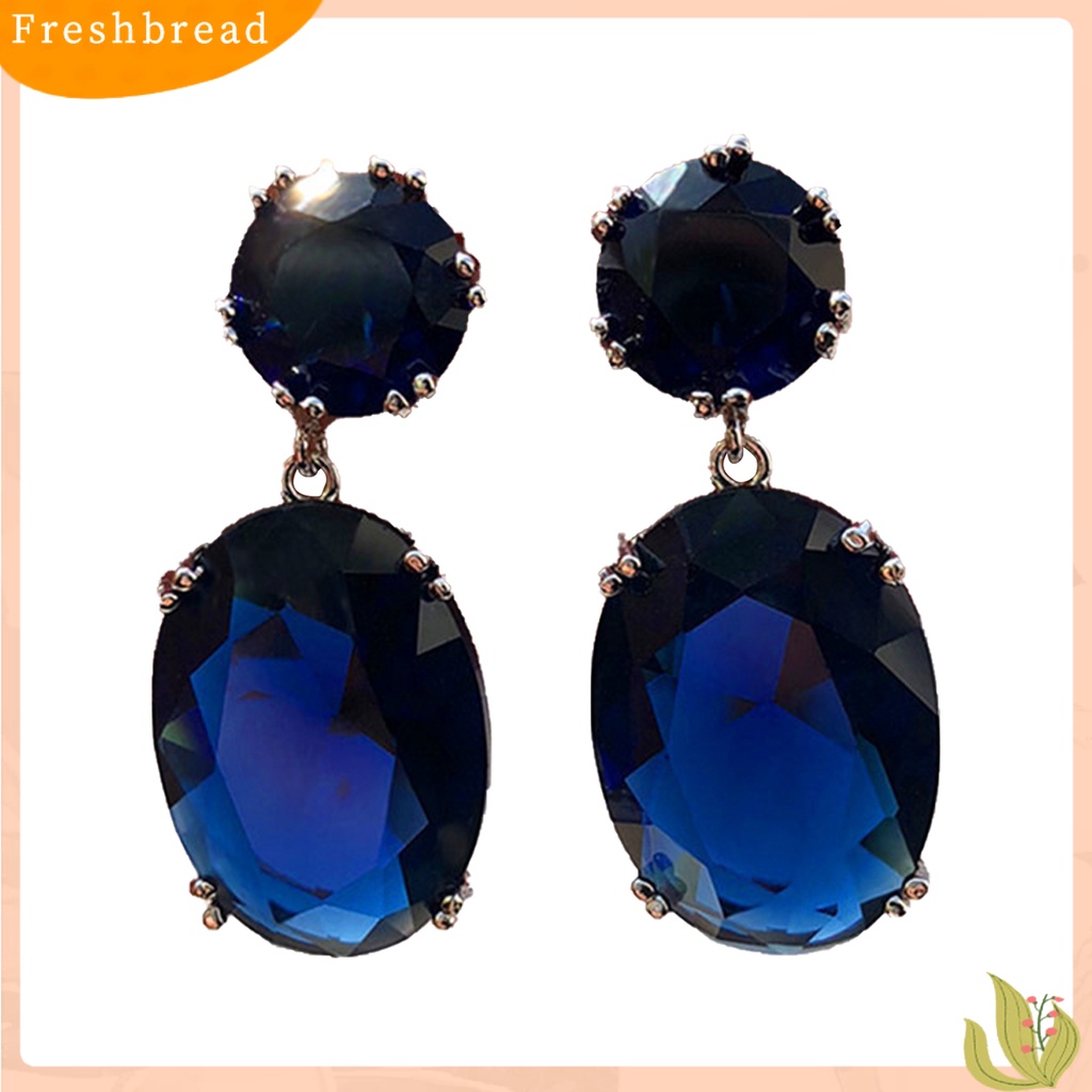 &lt; Freshbread &gt; 1pasang Anting Wanita Berbentuk Telur Cubic Zirconia Perhiasan Electroplating Tahan Lama Menjuntai Earrings Untuk Perjamuan