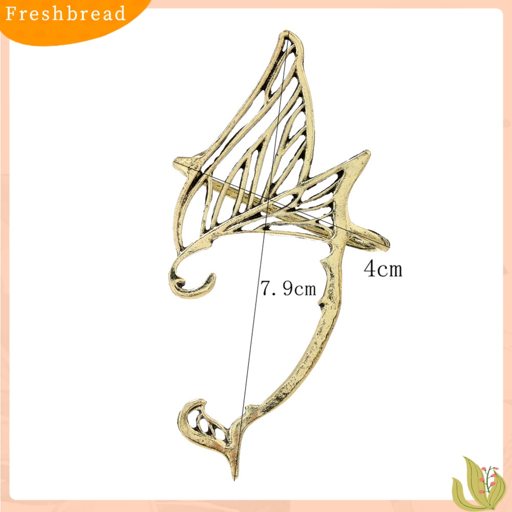 &lt; Freshbread &gt; 1Pc Klip Anting Bentuk Sayap Elf Dekorasi Timbul Alloy Vintage Alloy Metal Elf Dragon Earrings Hadiah