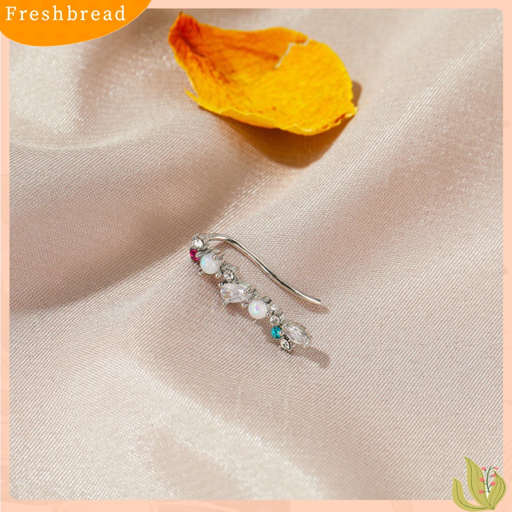 &lt; Freshbread &gt; 1Pc Wanita Elegan Cubic Zirconia Mutiara Imitasi Bersinar Telinga Manset Anting Perhiasan