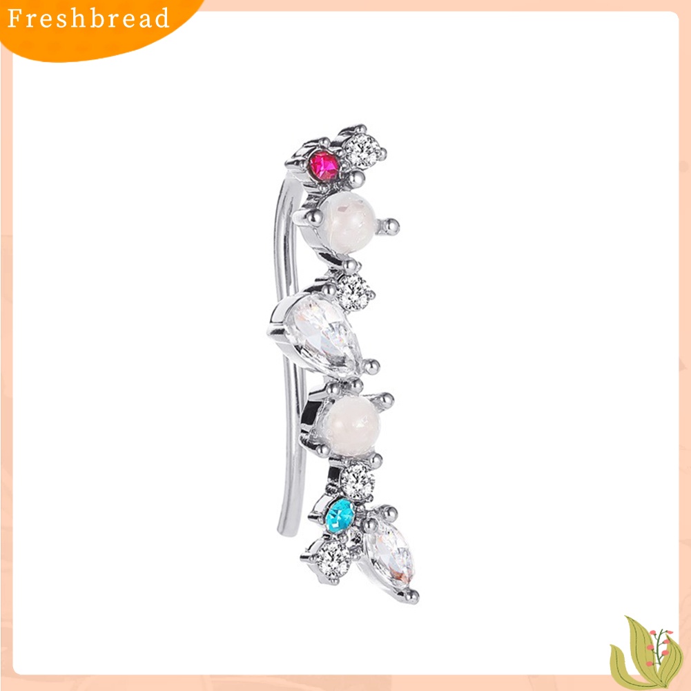 &lt; Freshbread &gt; 1Pc Wanita Elegan Cubic Zirconia Mutiara Imitasi Bersinar Telinga Manset Anting Perhiasan