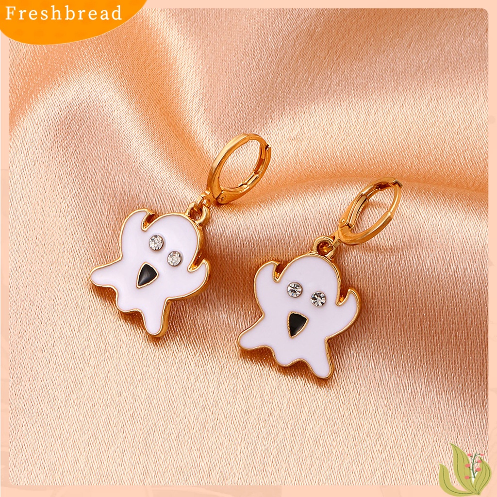 &lt; Freshbread &gt; 1pasang Liontin Hantu Halloween Anting Warna Permen Paduan Berlian Imitasi Wanita Enamel Anting Perhiasan Pesta