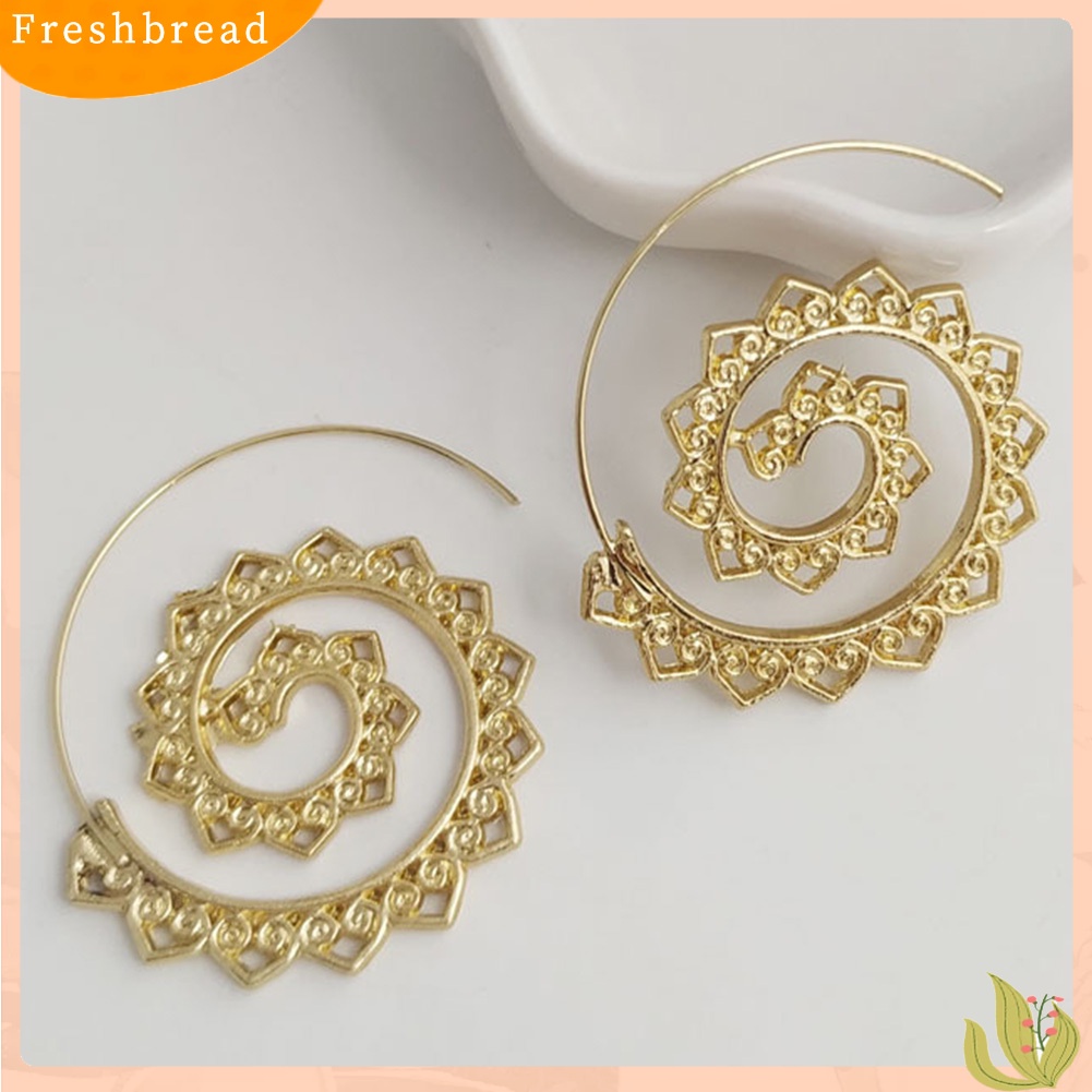 &lt; Freshbread &gt; Wanita Spiral Bulat Lingkaran Gear Hati Anting Tindik Statement Perhiasan Hadiah