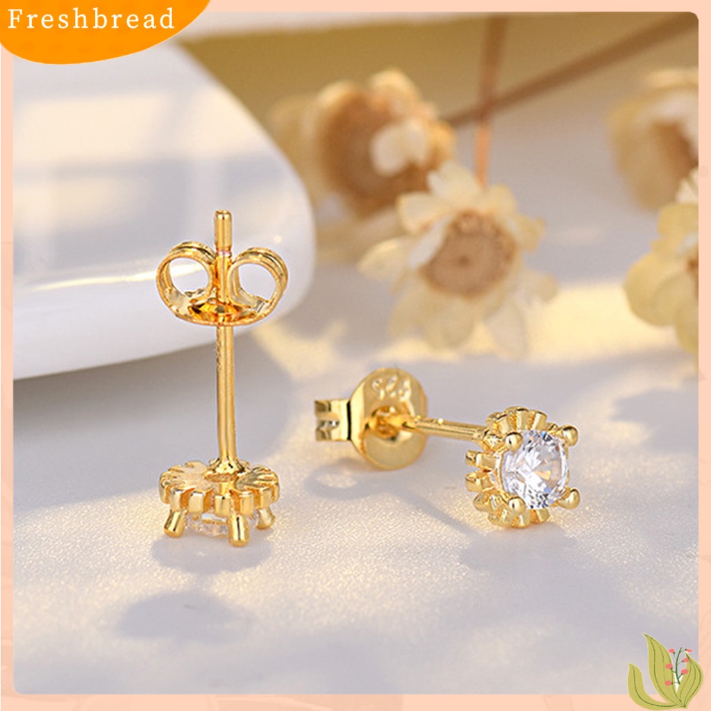 &lt; Freshbread &gt; 1pasang Stud Earrings Indah Busur-Simpul Berlian Imitasi Telinga Dekorasi Tembaga Tindik Studs Wanita Pria Perhiasan Hadiah Ulang Tahun