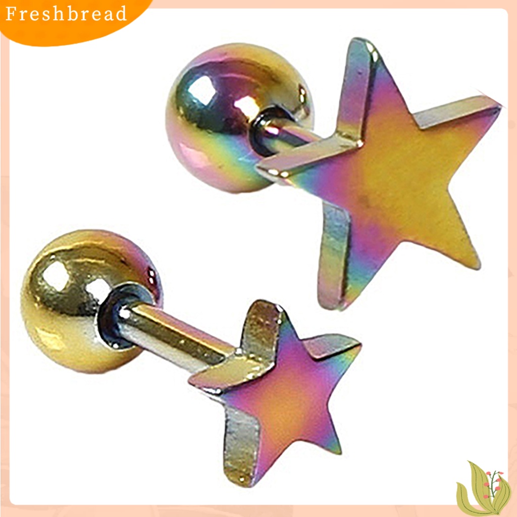 &lt; Freshbread &gt; 1pasang Charms Perhiasan Anting Stud Telinga Bahan Alloy Motif Pentagram Unisex Untuk Pesta