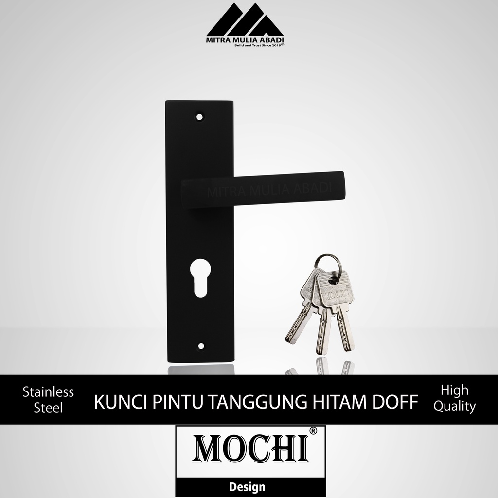 KUNCI PINTU TANGGUNG 20 cm | HITAM DOFF | Fullset