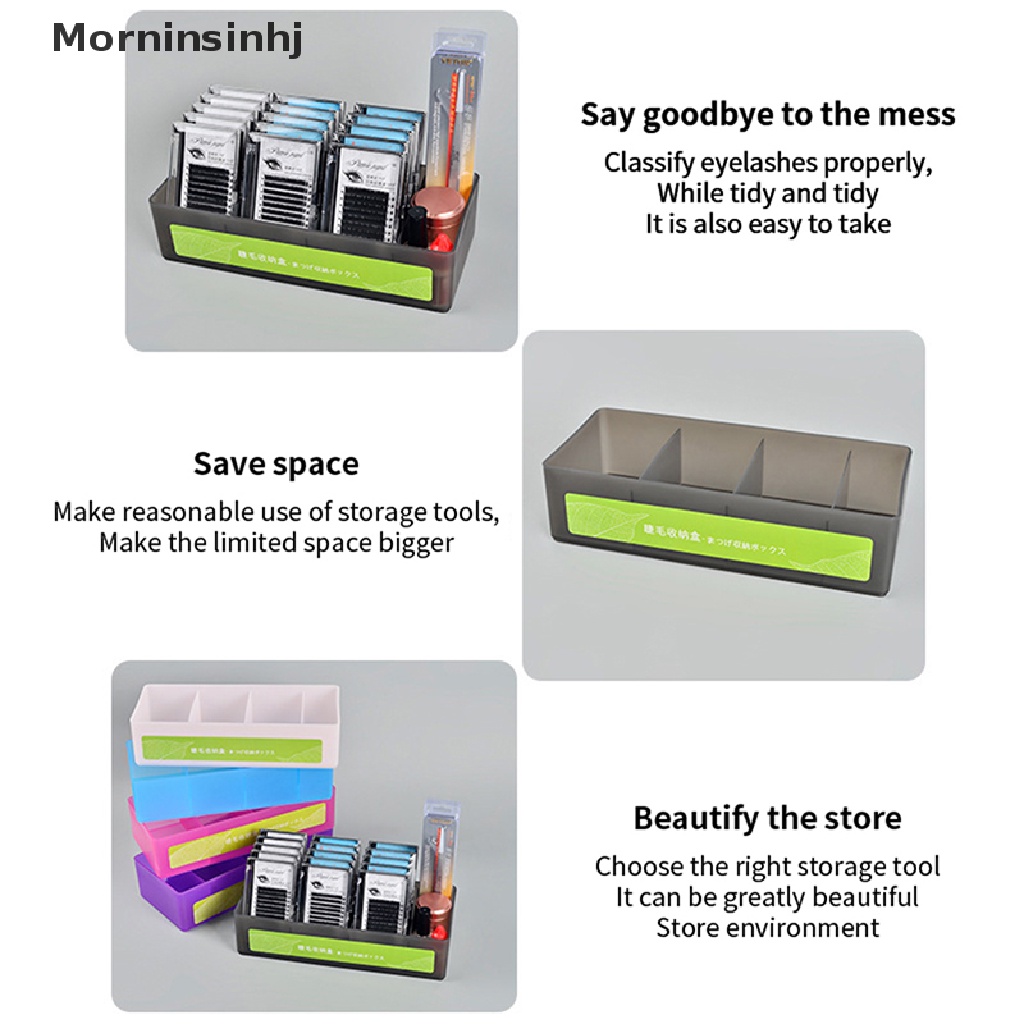 Mornin 4grids Eyelash Extension Tool Storage Box Tempat Penyimpanan Bulu Mata Kosong Plastik id