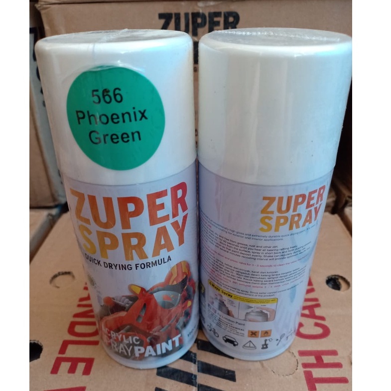 Zuper Spray Paint Pilok Pilox Warna Phoenix Green / Hijau (P 566) 150cc/150ml
