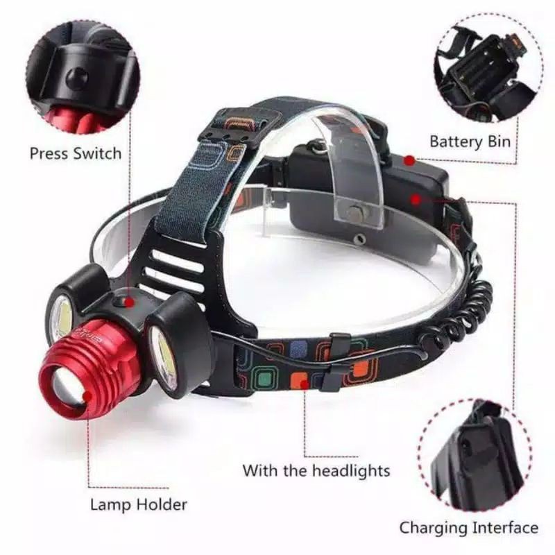 SENTER KEPALA LED 4 MODE HEAD LAMP ROTARY ZOOM T6 RECHARGEABLE 860A