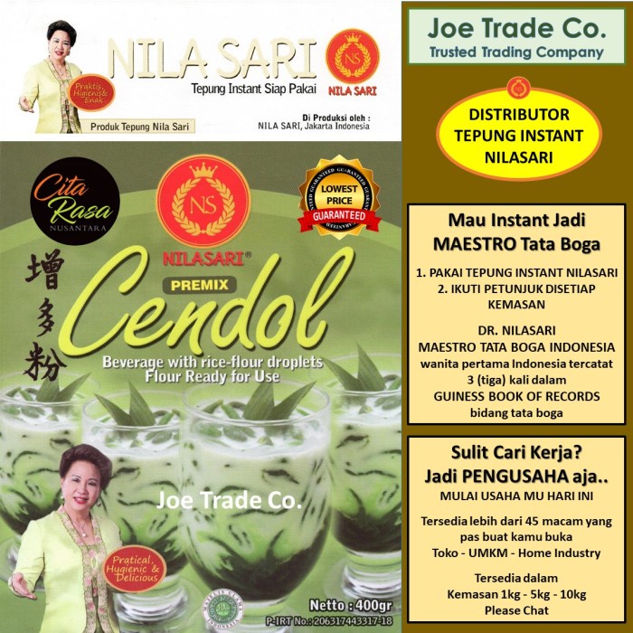 

Terlaris Bbb Tepung Cendol 400 Gr Tepung Instant Premix Nilasari